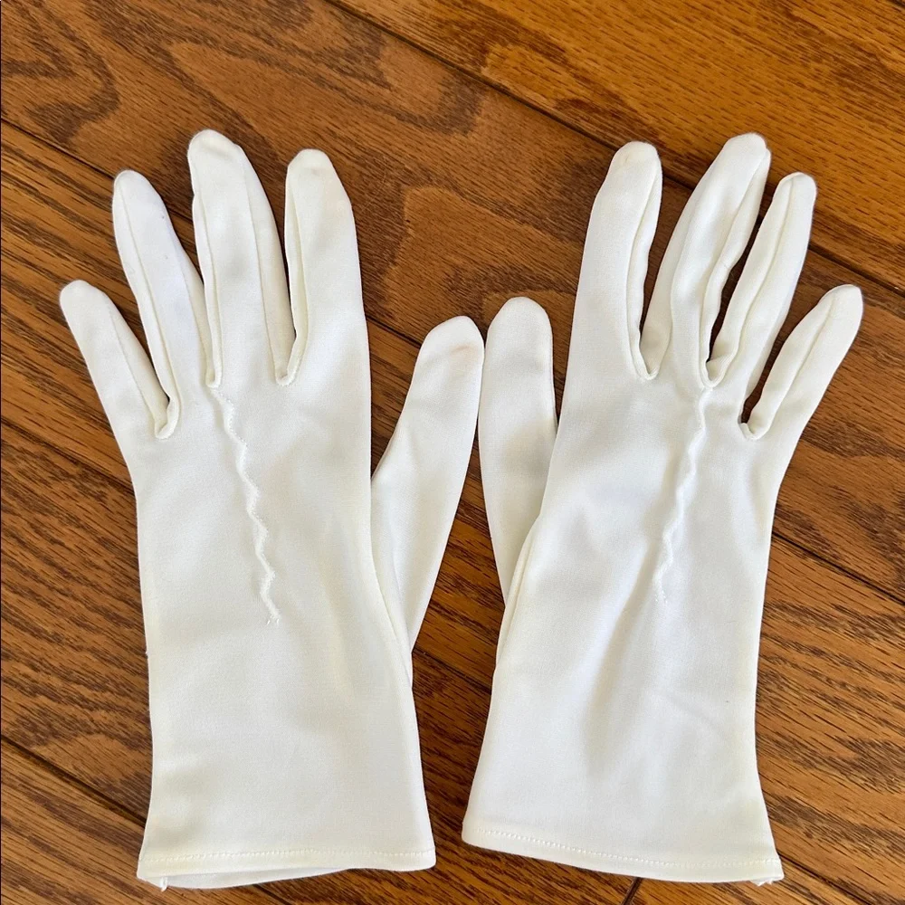 Vintage 60s White Nylon Wrist‎ Gloves